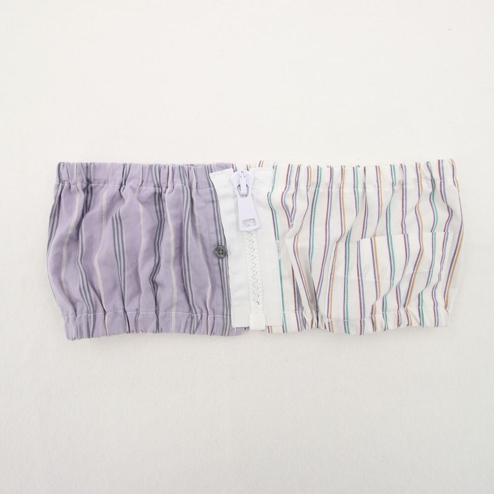 Furst of a Kind Tube Top Purple White Striped Zipper Elastic Strapless Y2K